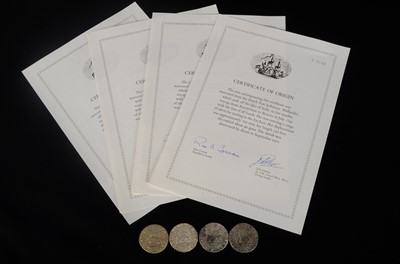 Lot 16 - Four 18th century Spanish Empire 8 Reales Style white metal coins
