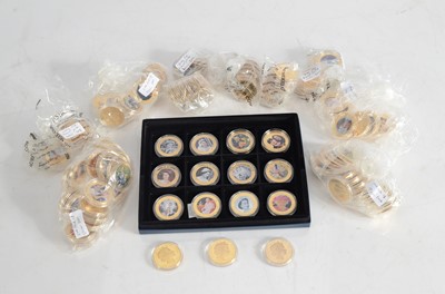 Lot 80 - A large collection of modern gold plated commemorative coins and medallions