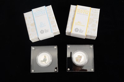 Lot 134 - Two modern Royal Mint Beatrix Potter silver proof 50p coins