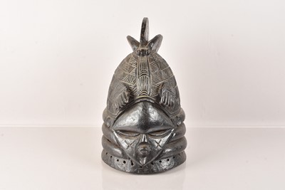 Lot 259 - A Kuba carved wooden helmet mask