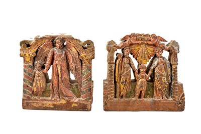 Lot 362 - Two 18th Century carved wooden Religious Studies