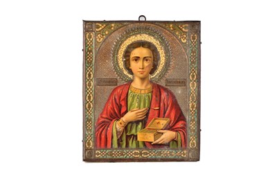 Lot 380 - An Icon of St Panteleimon