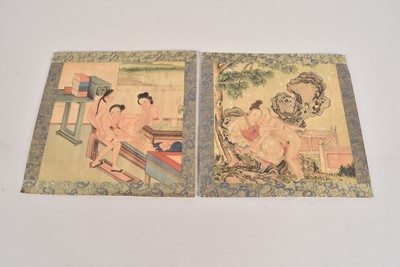 Lot 447 - Two Oriental Erotic Silk Prints