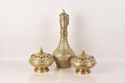 Lot 451 - A Pair of Persian Brass Incense Burners