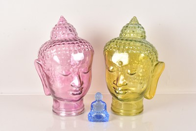 Lot 457 - Two large glass Buddha Heads