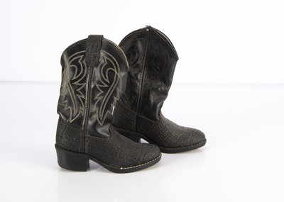 Lot 277 - A pair of child’s black leather Bronco cowboy boots believed to be used for close up shots of Mexican Pete from Hank the Cowboy