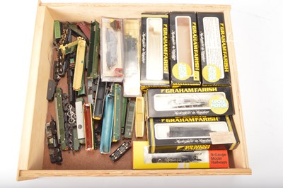 Lot 4 - Grafar Minitrix and other N gauge Locomotives parts and body shells (qty in 1 box)