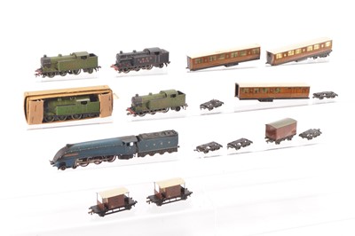 Lot 207 - Hornby-Dublo 00 Gauge 3-Rail early post-war LNER Class A4 and 0-6-2T Locomotives Teak Coaches and Goods Rolling Stock (12, including tender)