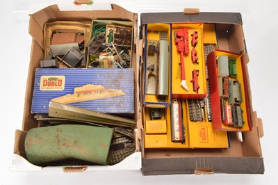 Lot 219 - Hornby Dublo 00 gauge  3-rail Locomotives coaches wagons with track and accessories (qty in 2 boxes)