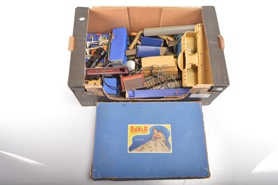 Lot 220 - Hornby Dublo 00 gauge  3-rail Locomotive coaches wagons with track and accessories (qty in 1 box)