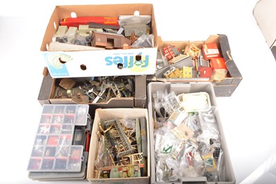Lot 347 - Empty original Rolling stock boxes with constructed buildings and accessories (qty in 9 boxes)
