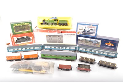 Lot 349 - Bachmann Replica Hornby  Locomotives and coaches 00 gauge with a controller and kit (17)