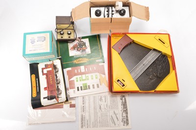 Lot 384 - Tri-ang Hornby and other 00 gauge accessories with some diecast vehicles (qty in 3 boxes)