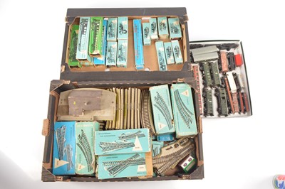 Lot 400 - Marklin HO Gauge boxed and unboxed Passenger and goods Rolling Stock and large quantity of 3-Rail stud track (qty)