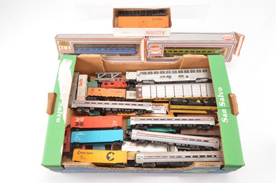 Lot 447 - Model Power Lima and other US outline H0 gauge Locomotives coaches and wagons (35)