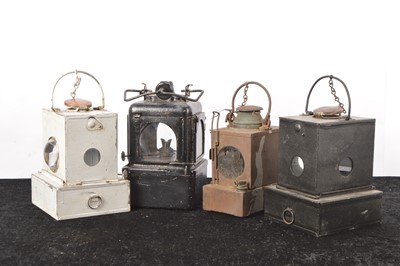 Lot 453 - Four square/rectangular form BR and SR Railway Inner Lanterns (4)