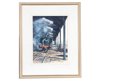 Lot 454 - Original Watercolour Scene 'An Engine Shed' by Paul Honeywill