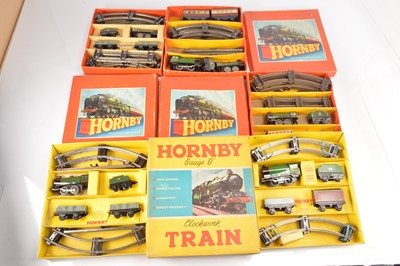 Lot 480 - Five Hornby  1950's-60's Clockwork Train Sets (5)