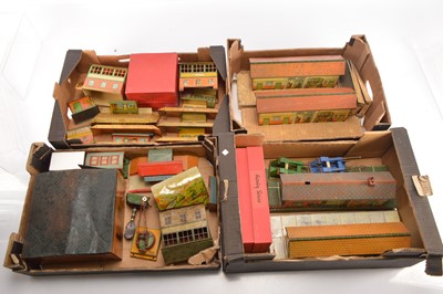 Lot 503 - Large quantity of mainly Hornby 0 Gauge Tin Stations Signal Boxes Halts other lineside buildings and Accessories and TippCo Fire Station (31)