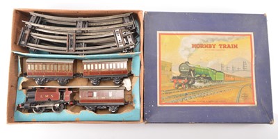 Lot 510 - Hornby 0 Gauge boxed No 101 clockwork LMS Passenger Train Set