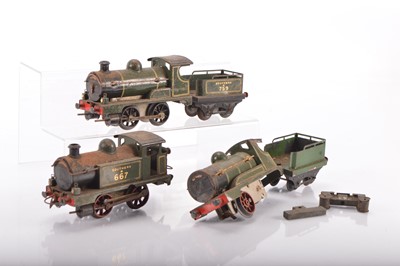 Lot 519 - Hornby 0 Gauge SR green Clockwork Locomotives (3)