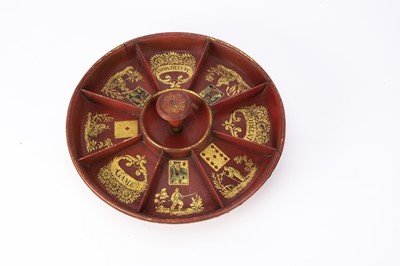 Lot 335 - A 19th century red lacquer Chinoiserie Pope Joan