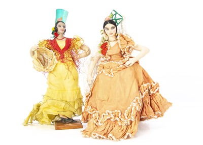 Lot 255 - Two good quality 1930s cloth Señorita dolls