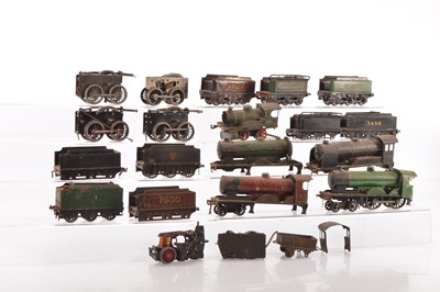 Lot 637 - Bassett lowke and other commercial manufacturers 0 Gauge Locomotives, tender and mechanisms (18)