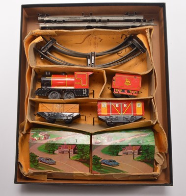 Lot 708 - Brimtoy 0 Gauge clockwork BR Train Set