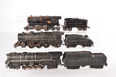 Lot 716 - American Flyer and Lionel 0 Gauge black Locomotives and Tender (6 incl tenders)