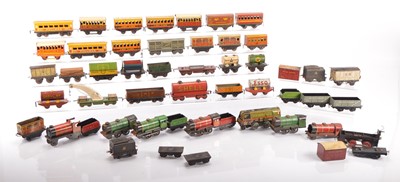 Lot 756 - Mettoy/ Wells-Brimtoy/ Chad Valley 0 Gauge Locomotives & Rolling stock (30 plus)