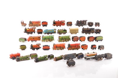 Lot 757 - Mettoy/ Wells-Brimtoy/ Chad Valley 0 Gauge Locomotives & Rolling stock (20 plus)
