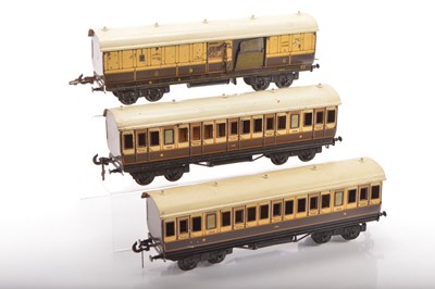 Lot 766 - Carette/Bassett Lowke 0 Gauge group  LNWR Passenger coaches (3)