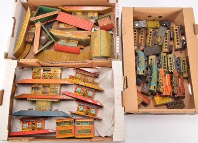 Lot 786 - Mettoy/Brimtoy and other UK manufacturers 0 Gauge Locomotives, rolling stock and accessories (40 plus)