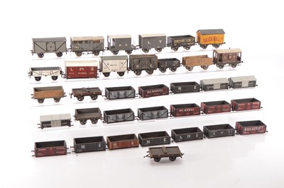 Lot 798 - Scratch/Commercially  built 0 Gauge course scale wooden Goods wagons (30 plus)