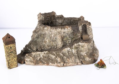 Lot 377 - An Elastolin composition castle on mound