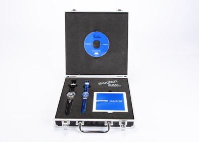 Lot 119 - A limited edition Swatch watch Phil Collins "Wake Up Call" set