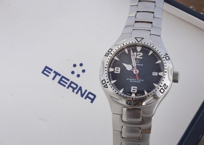 Lot 128 - A modern Eterna Monterey automatic stainless steel wriswatch