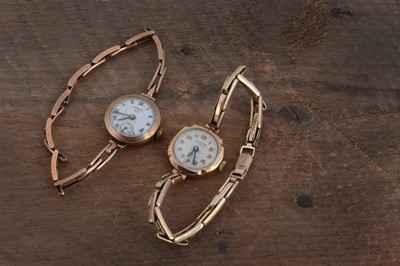 Lot 135 - Two vintage 9ct gold cased ladies wrist watches