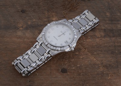 Lot 155 - A circa 1990s concord quartz stainless steel and diamond set wrist watch