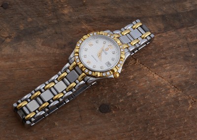 Lot 156 - A circa 1990s Concord quartz stainless steel and gold plated diamonds set ladies wrist watch