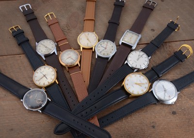 Lot 163 - Ten vintage manual wind wristwatches
