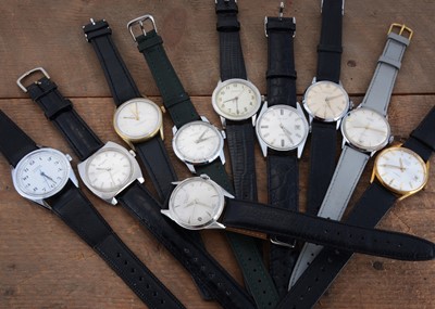 Lot 166 - Ten vintage manual wind wristwatches