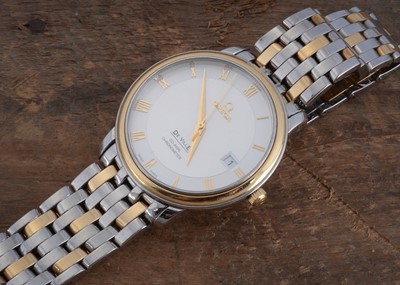 Lot 216 - a moderen Omega de ville manual wind stainless steel and gold plated wrist watch