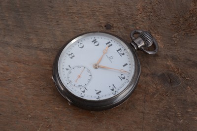 Lot 219 - 1930s Omega silver open faced pocket watch