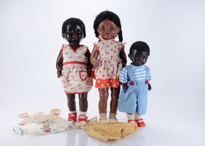 Lot 131 - Three 1950s Pedigree black hard plastic walker dolls
