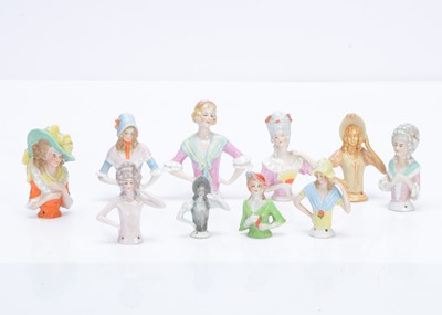 Lot 165 - Nine German pin cushion/ half dolls