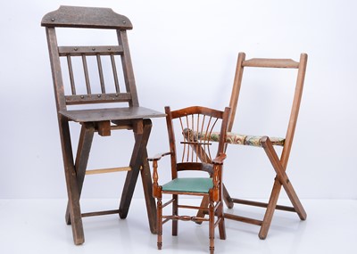 Lot 200 - Two vintage wooden folding doll/teddy bear chairs