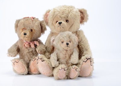Lot 226 - A post-war family of Chiltern teddy bears, Daddy, Mummy and Baby