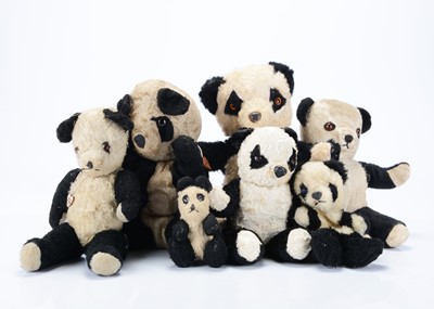 Lot 237 - Seven Panda bear teddy bears